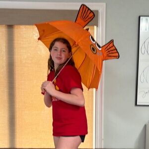 Orange Fish-Shaped Kids Umbrella